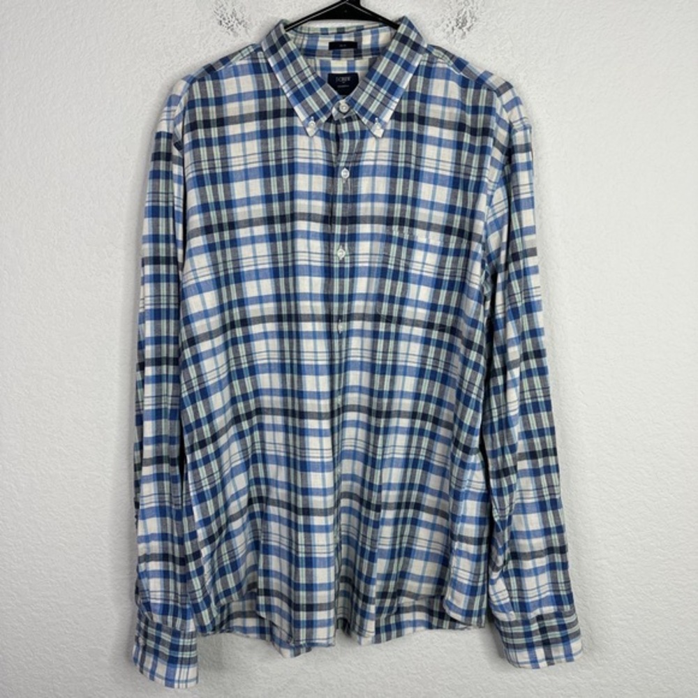 J.Crew Shirt Mens‎ XL Plaid Long Sleeve Slim Button Down Homespun Preppy Casual